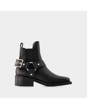 Botines Biker Chelsea - Ganni - Piel - Negro