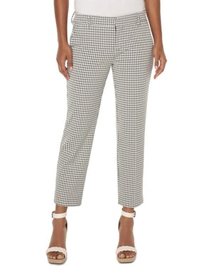 Pantalón Kelsey Con Abertura Salvia / Vichy Blanco