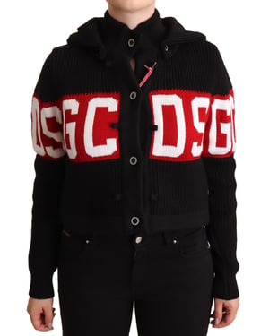Chaqueta Cárdigan de Logo con Botones y Capucha de Cachemira Negra para Mujer de GCDS