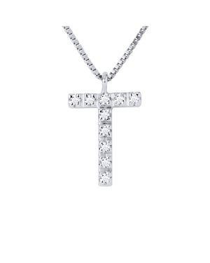 Collar ABC Diamonds 0.05 CTS Letra "T" de 18K White