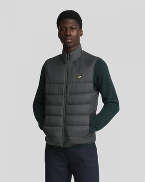 Chaqueta tipo chaleco acolchada en gris metalizado con logo de la marca Lyle & Scott