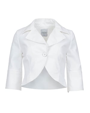 Chaqueta Cortada Blanca Elegante con Detalles de Botón Únicos