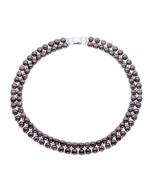 Collar de cuentas 2 filas de agua dulce 3-4 mm negro