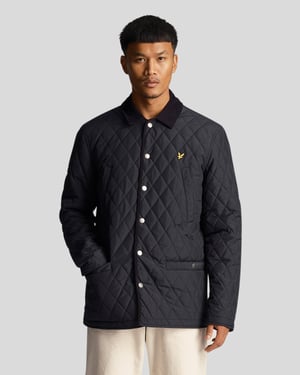 Chaqueta acolchada en azul marino oscuro con emblema de la marca Lyle & Scott