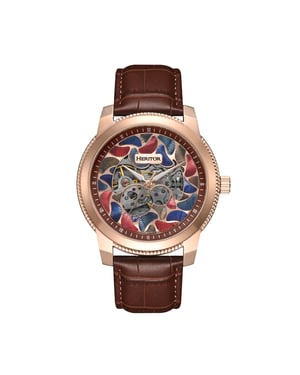Reloj automático Heritor Emmanuel semiesqueleto con correa de cuero