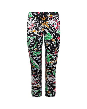 Vans fuera de la pared cintura con cordón multicolor Pantalones impresos multicolores V5IZBLK