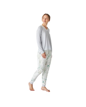 Pijama manga larga cuello en pico JJBEP1101 mujer
