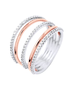 Anillo de diamante 0.45 cts de oro blanco y joyas de rosas