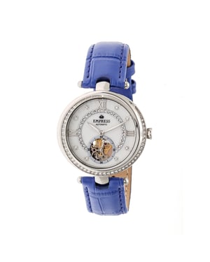 Reloj automático Empress Stella semiesqueleto con correa de cuero MOP