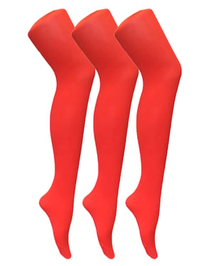 3 Pares de Mallas Opacas de 80 Denier para Mujer | Sock Snob | Plain Block Colour Tights - Rojo Fuego
