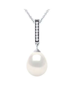 Collar Barette Joyas de perlas de agua dulce 9-10 mm Negro 925