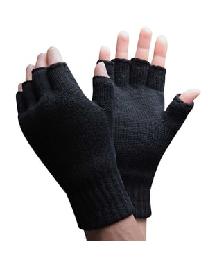 Hombres 3M Thinsulate 40 gramos de aislamiento térmico Negro Guantes sin dedos