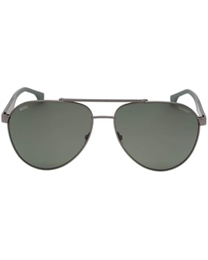 Gafas de sol Hugo Boss con lentes polarizados gris verdoso y acabado mate en rutenio.
