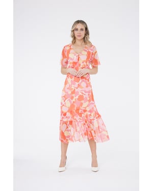 Vestido grande de malla con estampado floral