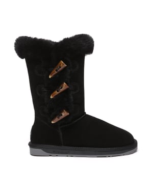 EVER AU Botas altas con botones de cuerno para mujer - Ashy