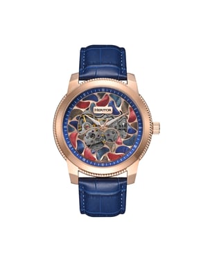 Reloj automático Heritor Emmanuel semiesqueleto con correa de cuero