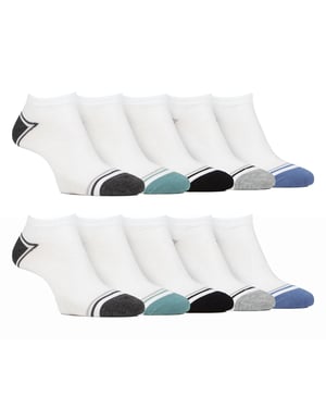 10 Pares de Calcetines de Bambú para Hombre | Farah | Striped Cushioned Ankle Socks - Blanco