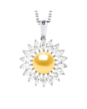 Sol Collar Joyas de perlas de agua dulce 8-9 mm White 925