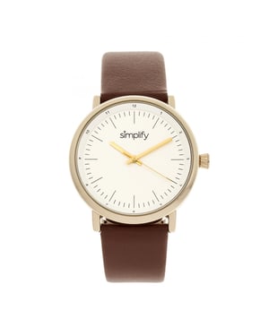 Simplifique el reloj con correa de cuero 6200