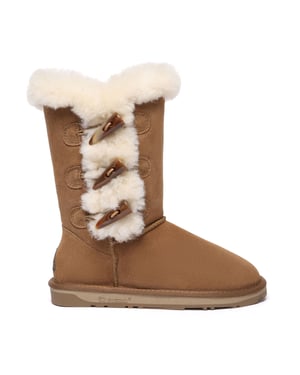 EVER AU Botas altas con botones de cuerno para mujer - Ashy