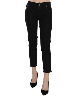 Pantalones de mezclilla casuales cortos de cintura media negros para mujer John Galliano