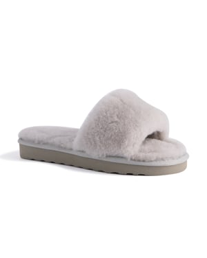 Aus Wooli Australia Pantuflas deslizantes de piel de oveja para mujer