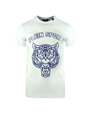 Plein Sport camiseta blanca con logo de tigre y plantilla grande
