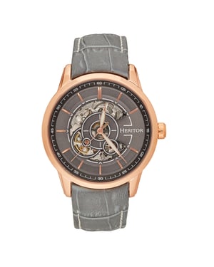 Reloj automático Heritor Davies semiesqueleto con correa de cuero
