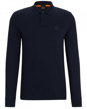 BOSS Orange Camiseta Polo de Manga Larga para Hombre de Algodón Stretch con Parche de Logo NOS