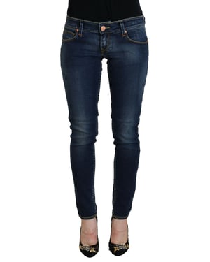 Jeans de mujer ajustados de cintura baja de algodón azul Acht