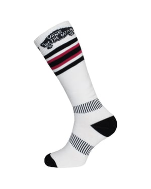 Vans fuera de la pared blanca/nieve negra Mid -womens rendimiento calcetines vqjp6mz