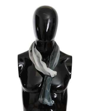 GF Ferre Foulard de lana y viscosa gris con diseño de marca