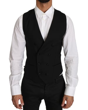 Chaleco de lana gris de doble botonadura de Dolce & Gabbana
