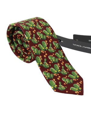 Corbata Clásica de Seda 100% con Estampado de Cactus Multicolor de Dolce & Gabbana