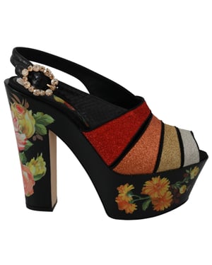 Sandalias de Cuña Florales con Correa al Tobillo de Dolce & Gabbana