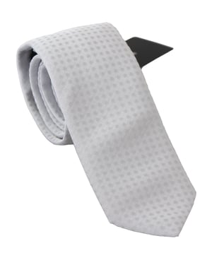 Corbata Clásica de Hombre Slim con Patrón Blanco de Dolce & Gabbana