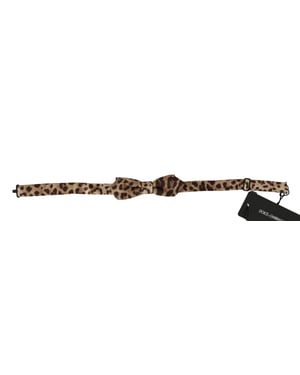 Corbata de moño ajustable de seda con leopardo marrón de Dolce & Gabbana para hombre