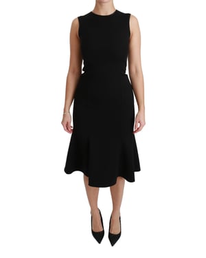 Vestido ajustado de lana elástica con corte en A de Dolce & Gabbana