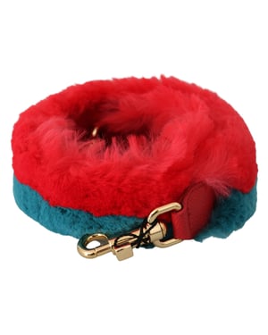 Correa de hombro de cuero de piel de conejo roja y azul para mujer de Dolce & Gabbana