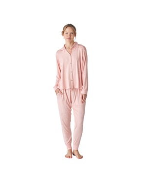 Pijama camisero modal manga larga estampado JJB6 mujer