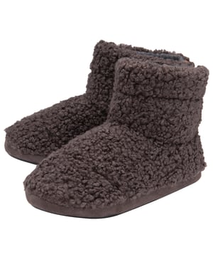 DUNLOP - Botitas de espuma con memoria para hombre Furry Sherpa (8, Carbón)