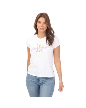 Camiseta Gráfica Auténtica de Levis para Mujeres en Blanco