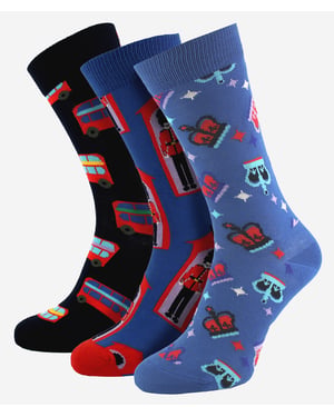 Calcetines con motivos del Reino Unido | Calcetines felices | Calcetines con dibujos de Londres - UK