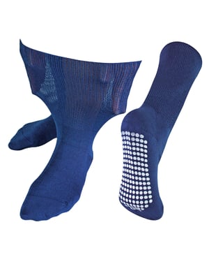 Calcetines Extra Anchos para Edemas con Agarres Antideslizantes | Dr.Socks | Hombre y Mujer | Calcetines de Bambú con Agarres para Piernas, Tobillos y Pies Hinchados - Azul Marino
