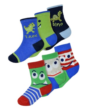 6 Pack Calcetines Niños Monstruos Dinosaurio | Snob | Calcetines Algodón - Dinosaurio