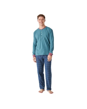 Pijama de algodón manga larga cuello redondo JJB12 hombre