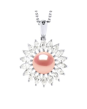 Sol Collar Joyas de perlas de agua dulce 8-9 mm White 925