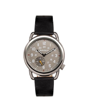 Reloj con correa de cuero y regulador de raza con subesfera de segundo