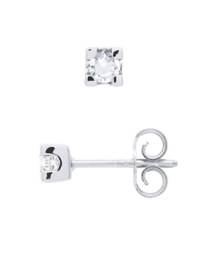 Pendientes Solitarios 0.20 CTS Diamante de oro blanco 18K