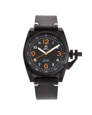 Reloj de buceo para hombre con correa de cuero Shield Pascal